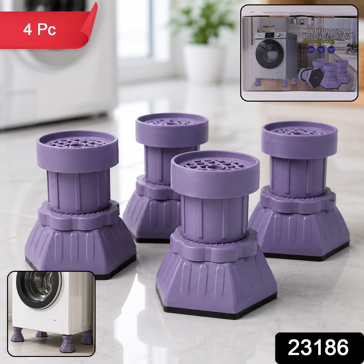 Set of 4 furniture foot pads with anti-slip base for uneven floors