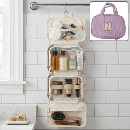 Cosmetic organizer pouch with toiletries for travel