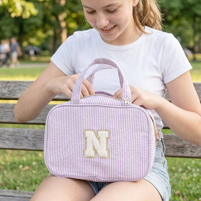 Travel toiletry bag in use during a trip