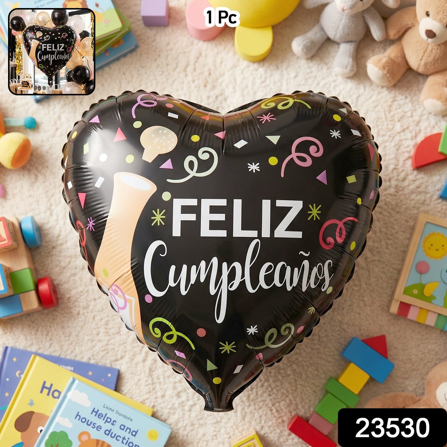 Black foil balloon party decoration for birthdays