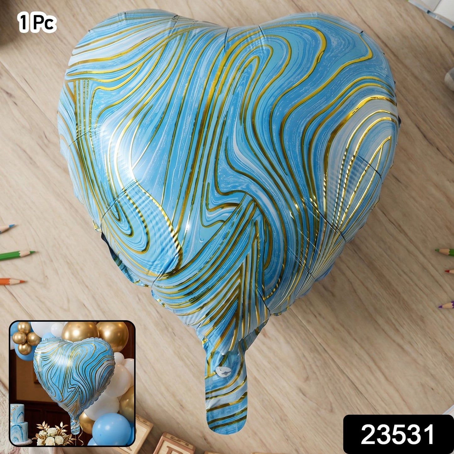 Blue heart themed party balloon for celebration