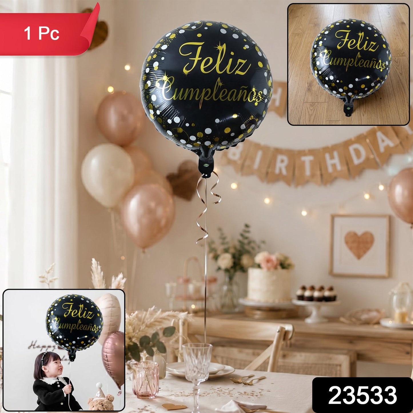 Black round foil balloon pack ideal for party decor
