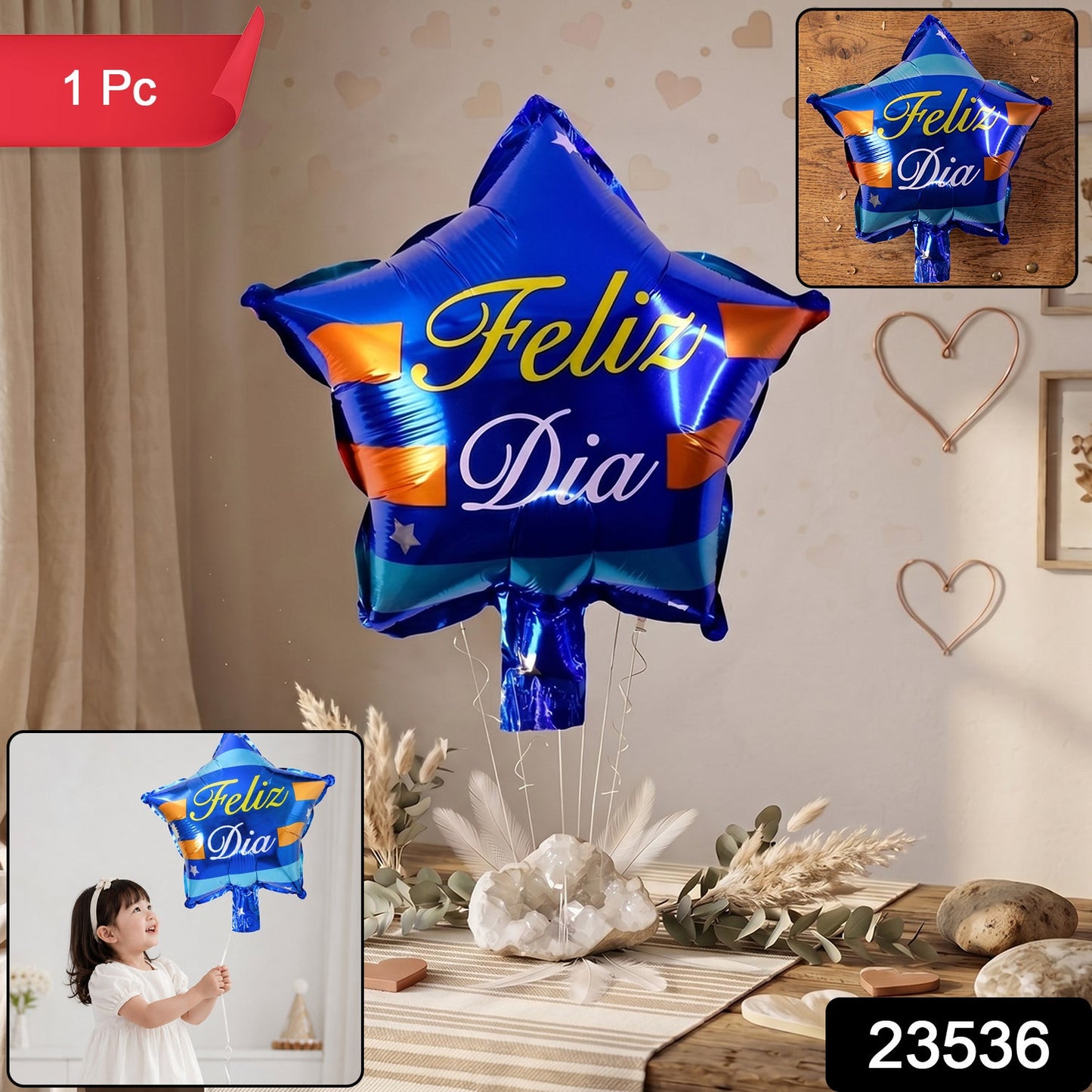 Colorful Feliz Dia birthday foil balloon for celebration decor