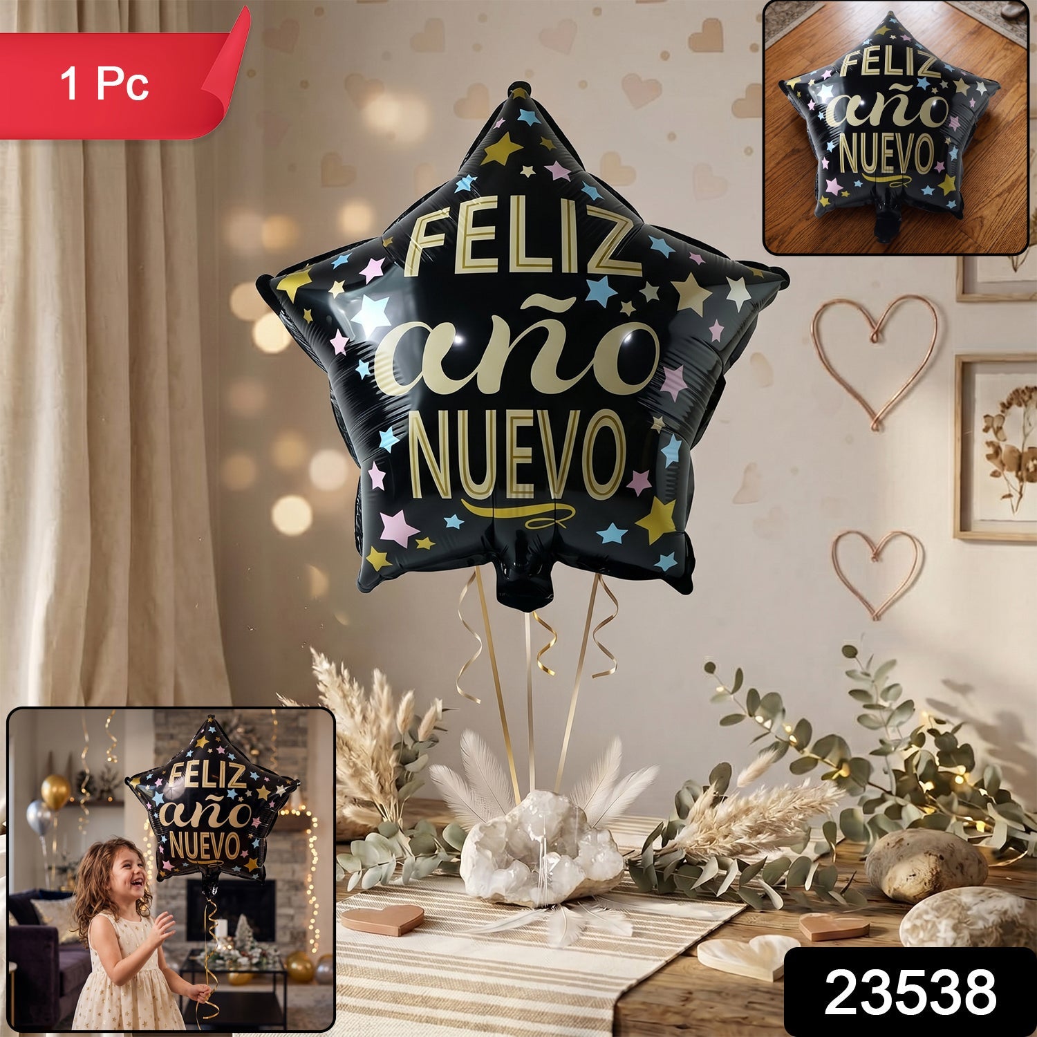 Black star new year foil balloon for celebration decor