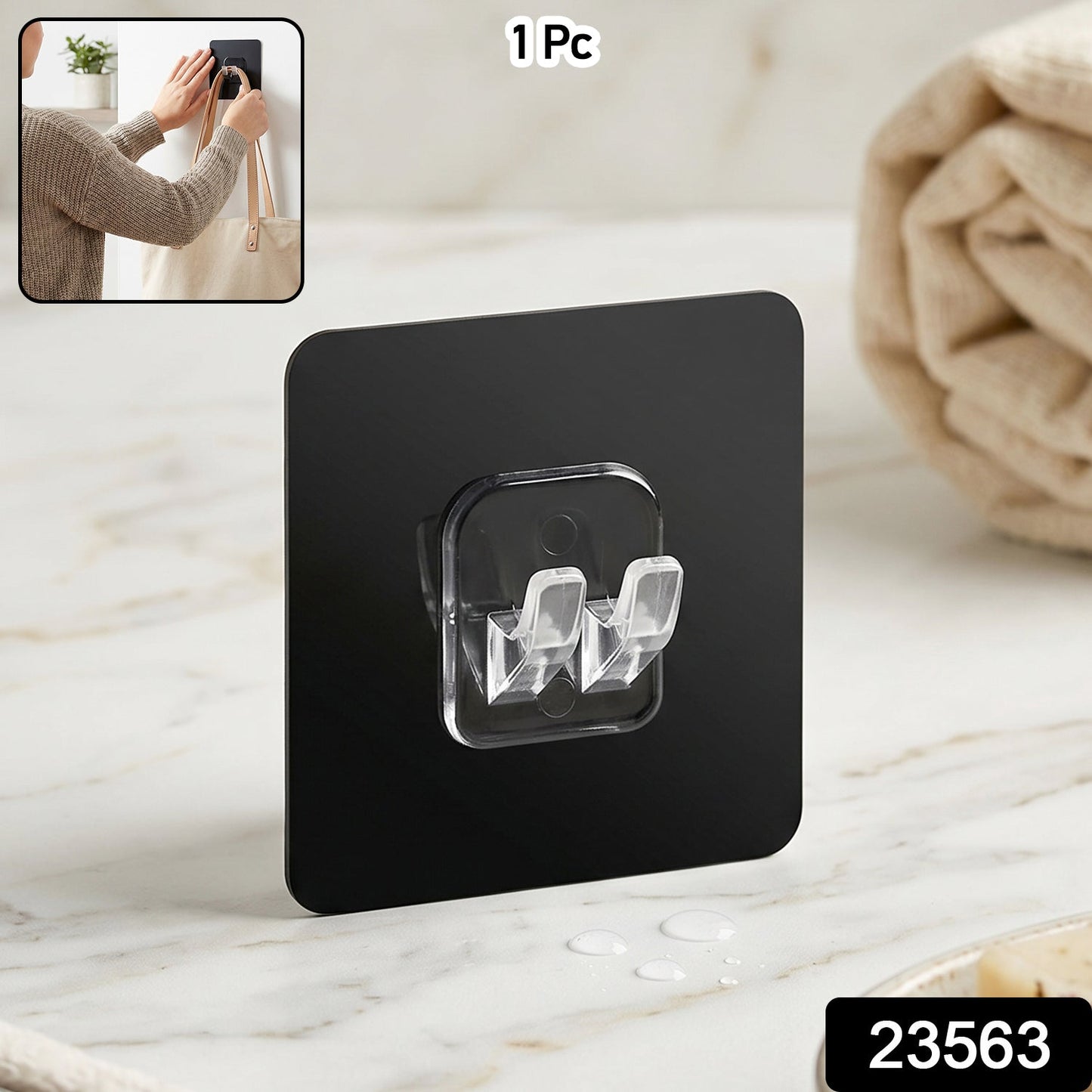 Self-stick adhesive wall hook pack for home organization