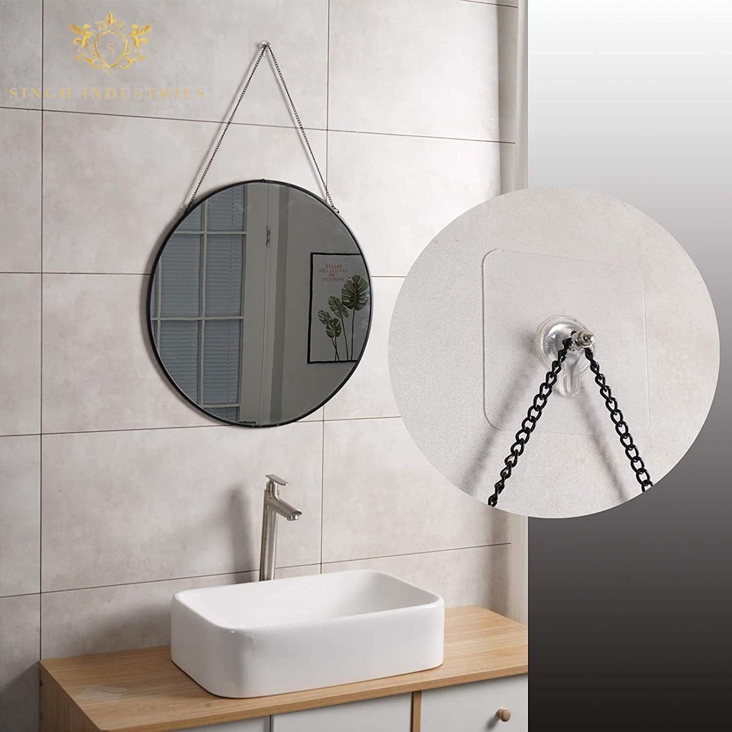 Wall hook holding a photo frame applied on wall