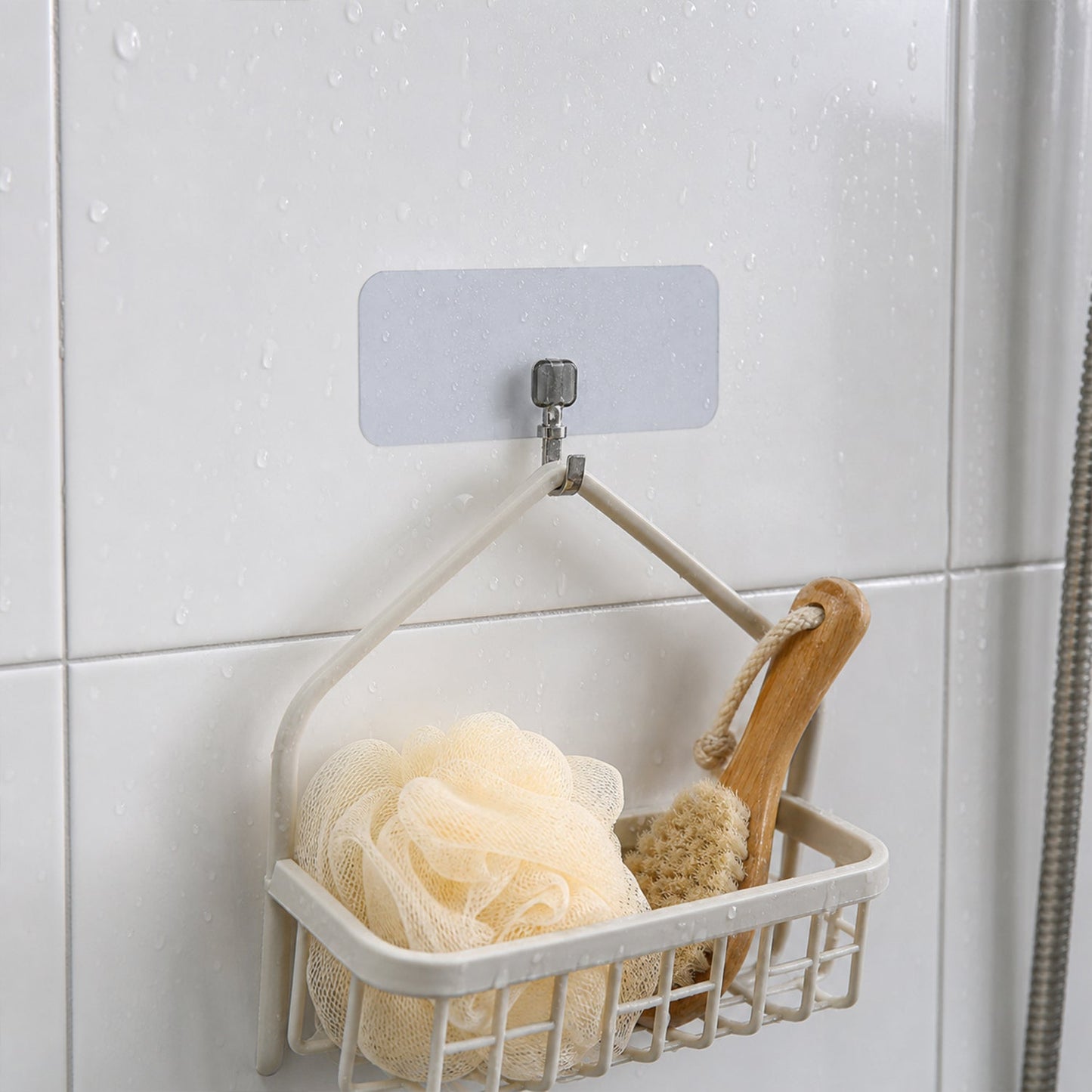 Towels hung on waterproof adhesive wall hook