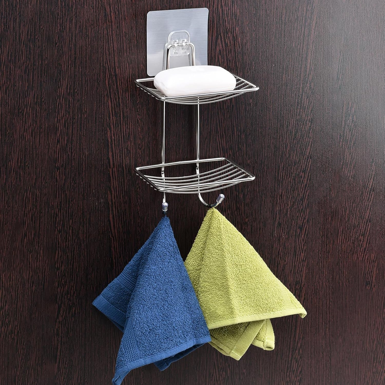 Soap dish mounted on punch free wall hook