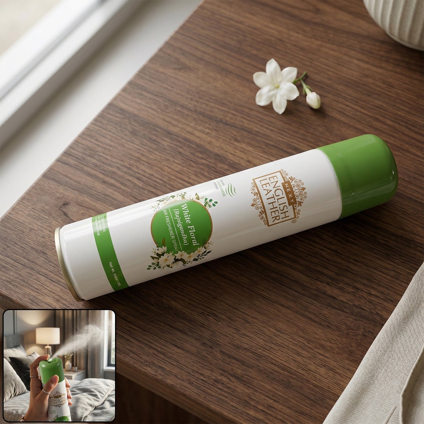 Next white floral air freshener spray in a sleek can