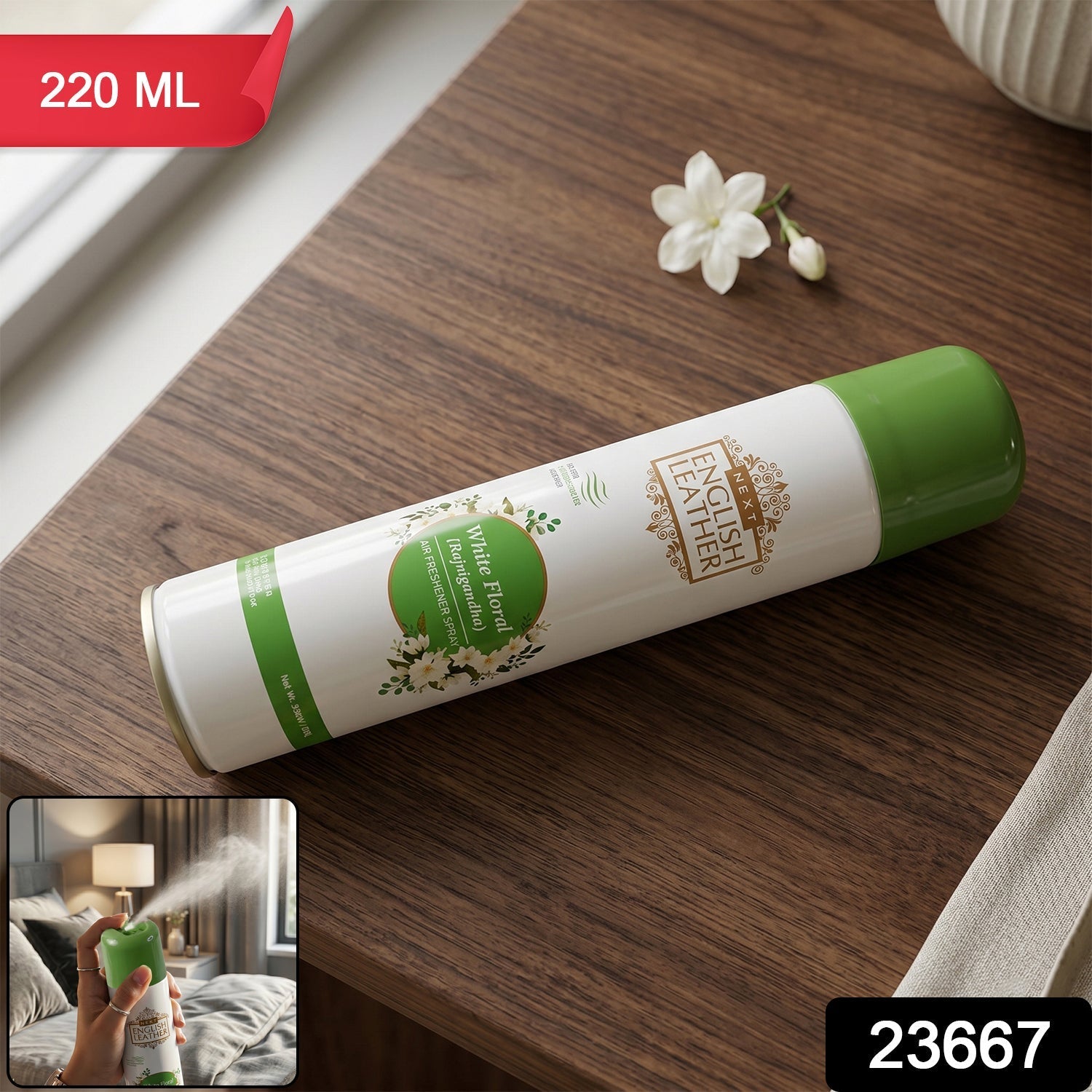 White floral rajnigandha freshener pack with elegant design