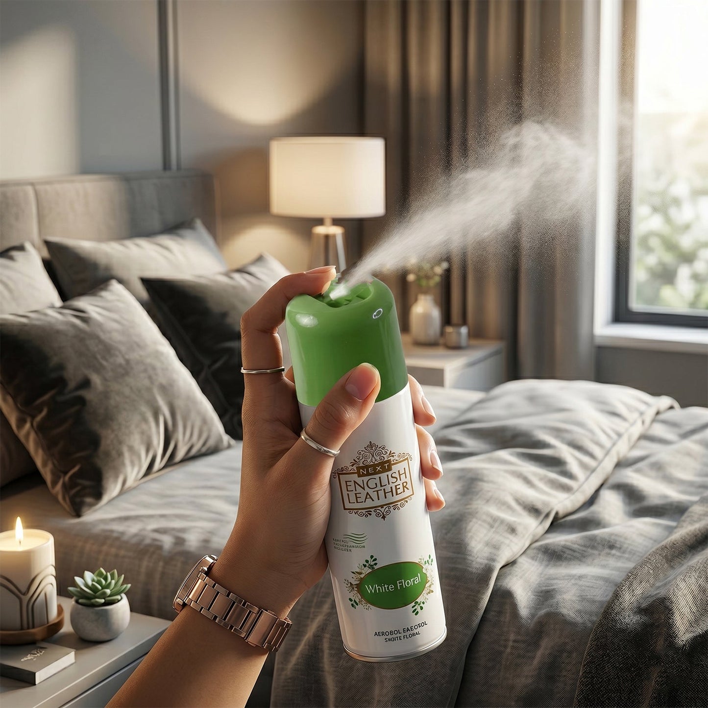 Room use white floral freshener spray