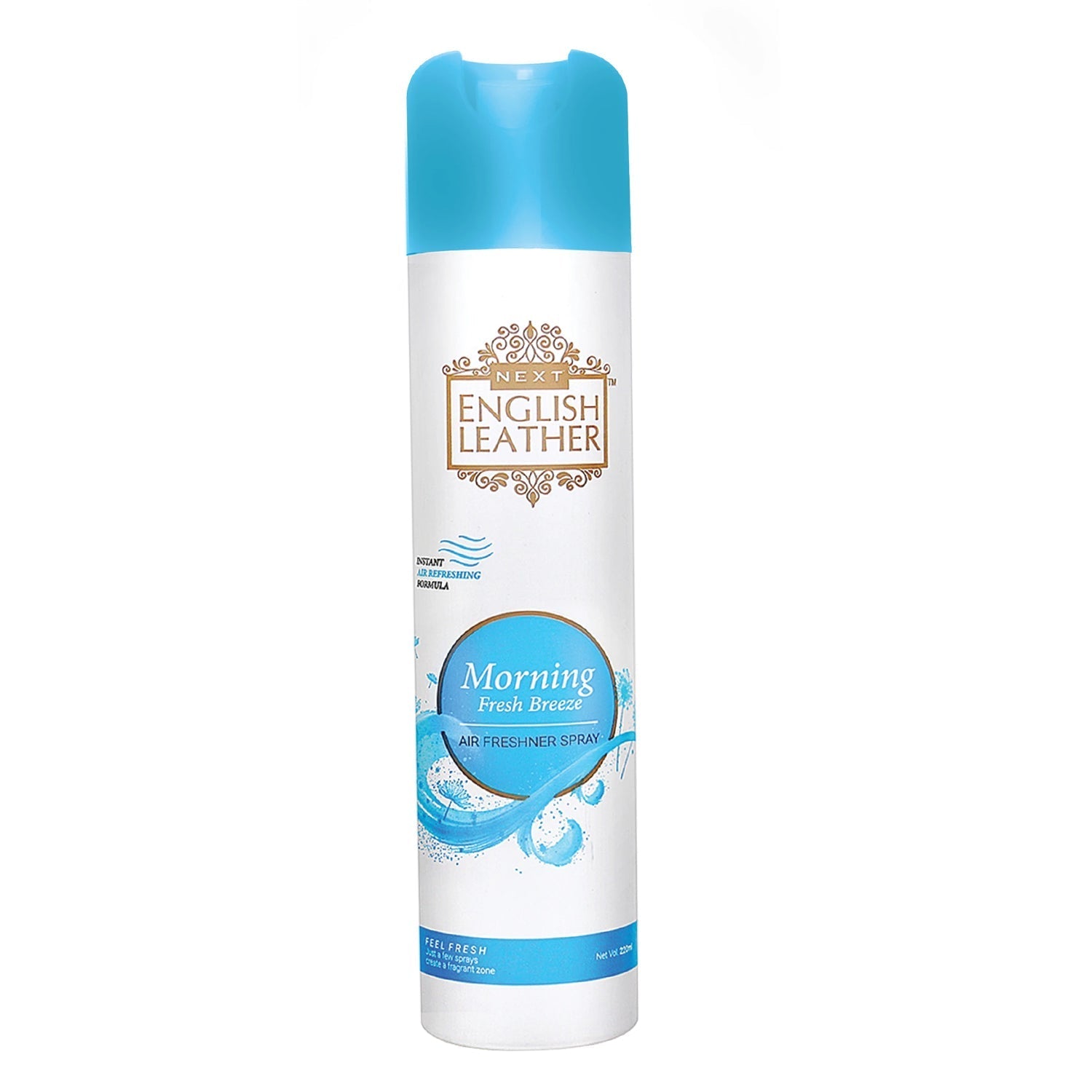 White background showing Morning Fresh Breeze air freshener can