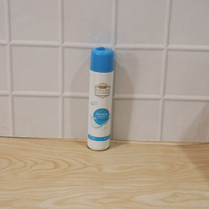 Air freshener spray can emitting a fresh aroma in a room