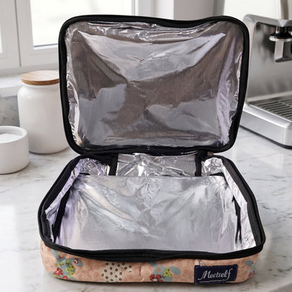 Travel organizer bag holding clothes inside a suitcase.