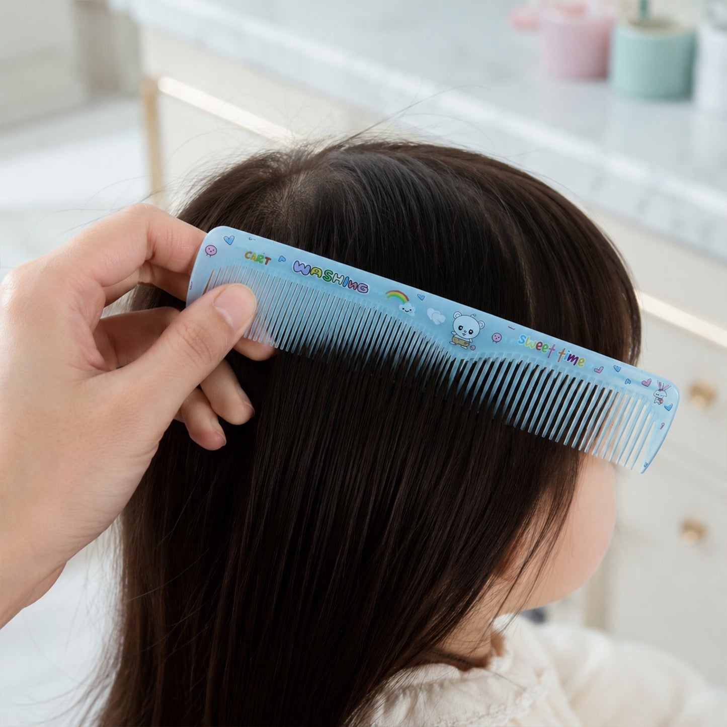 Hair styling comb with wide and fine teeth for smooth grooming
