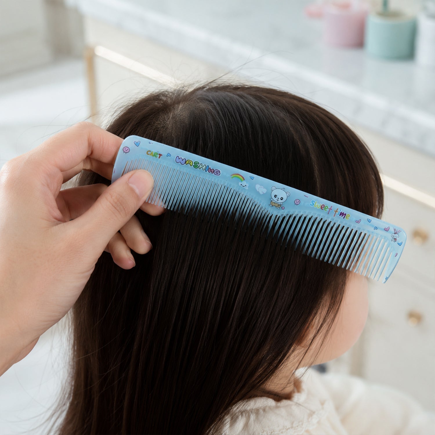 Hair styling comb with wide and fine teeth for smooth grooming