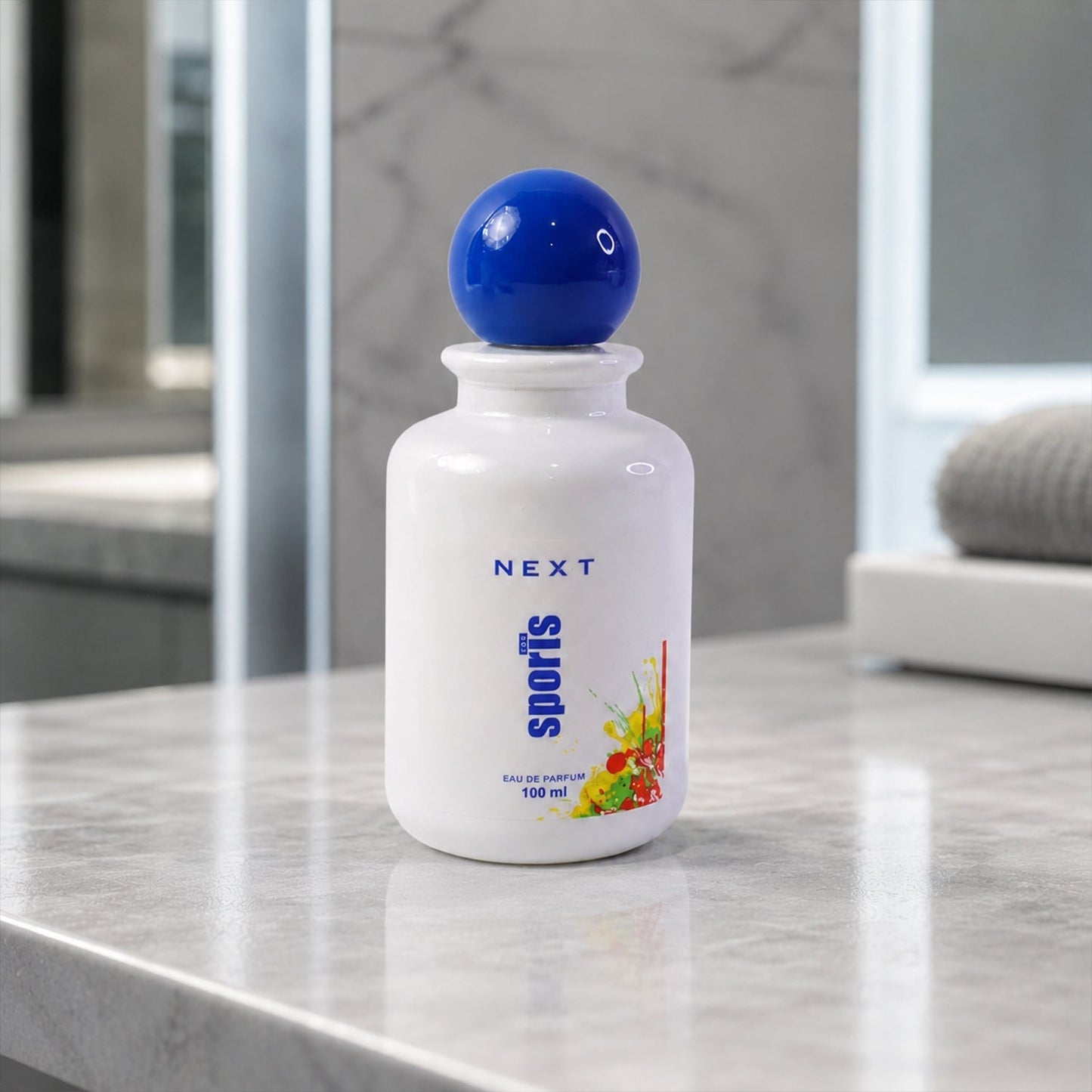 Front view of men's perfume spray bottle