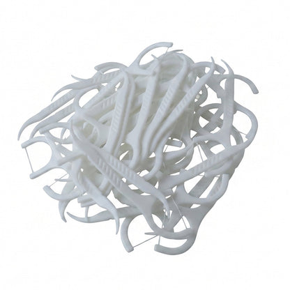 White 2-in-1 floss & toothpick sticks for daily oral hygiene