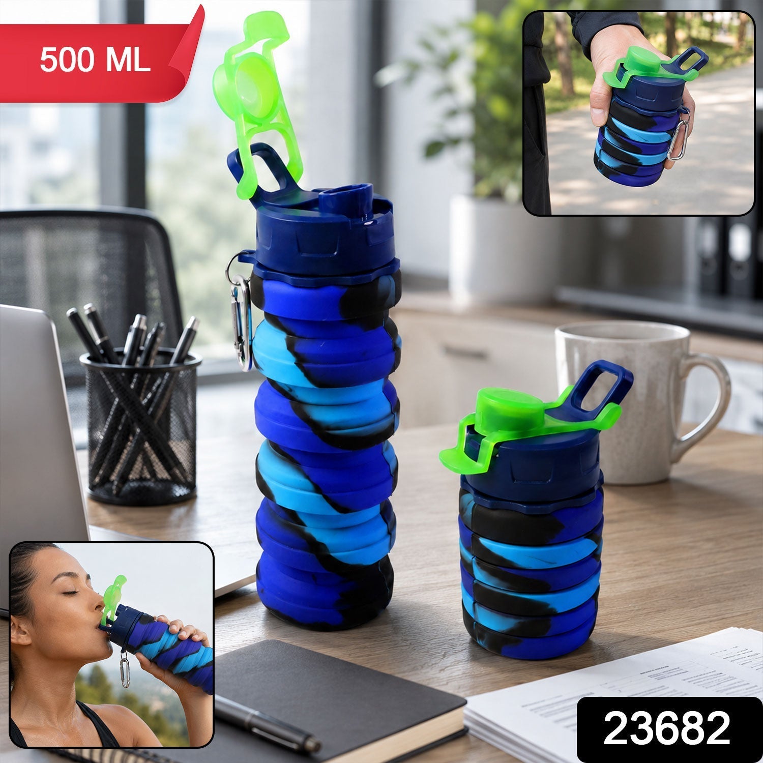 Compact collapsible water bottle pack ideal for outdoor activities and travel