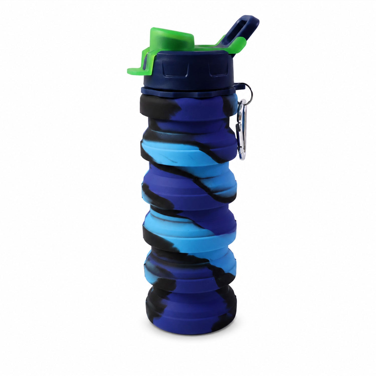 Size guide for collapsible silicone water bottle suitable for travel and gym