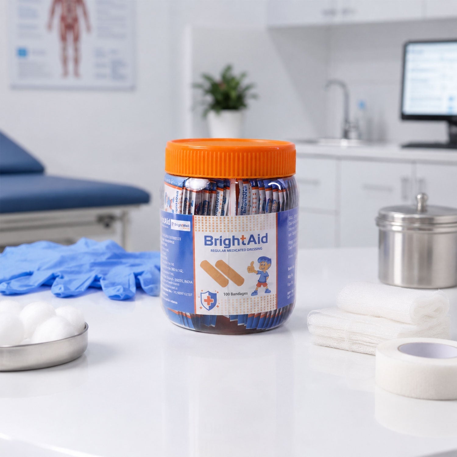 Close-up of medicated wound dressing strip