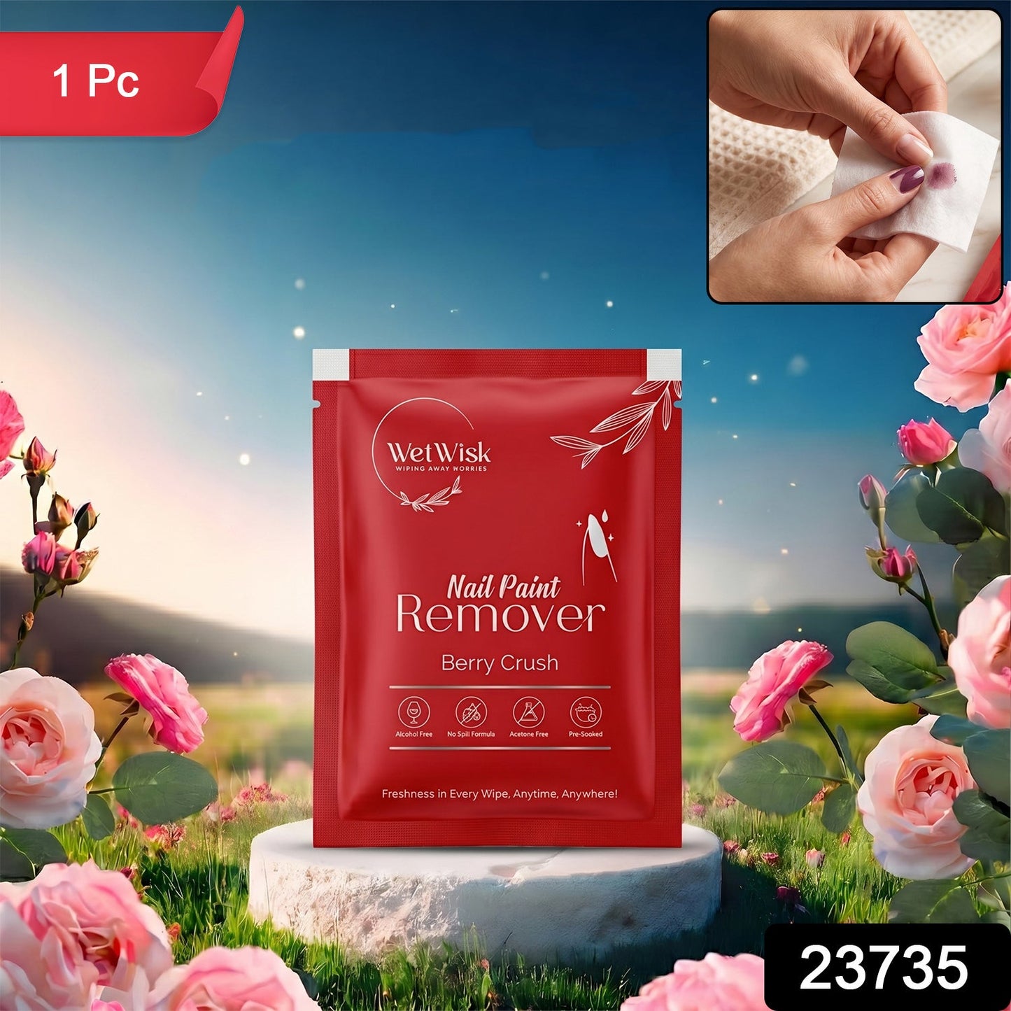 Pack of Wetwisk acetone-free nail remover wipes