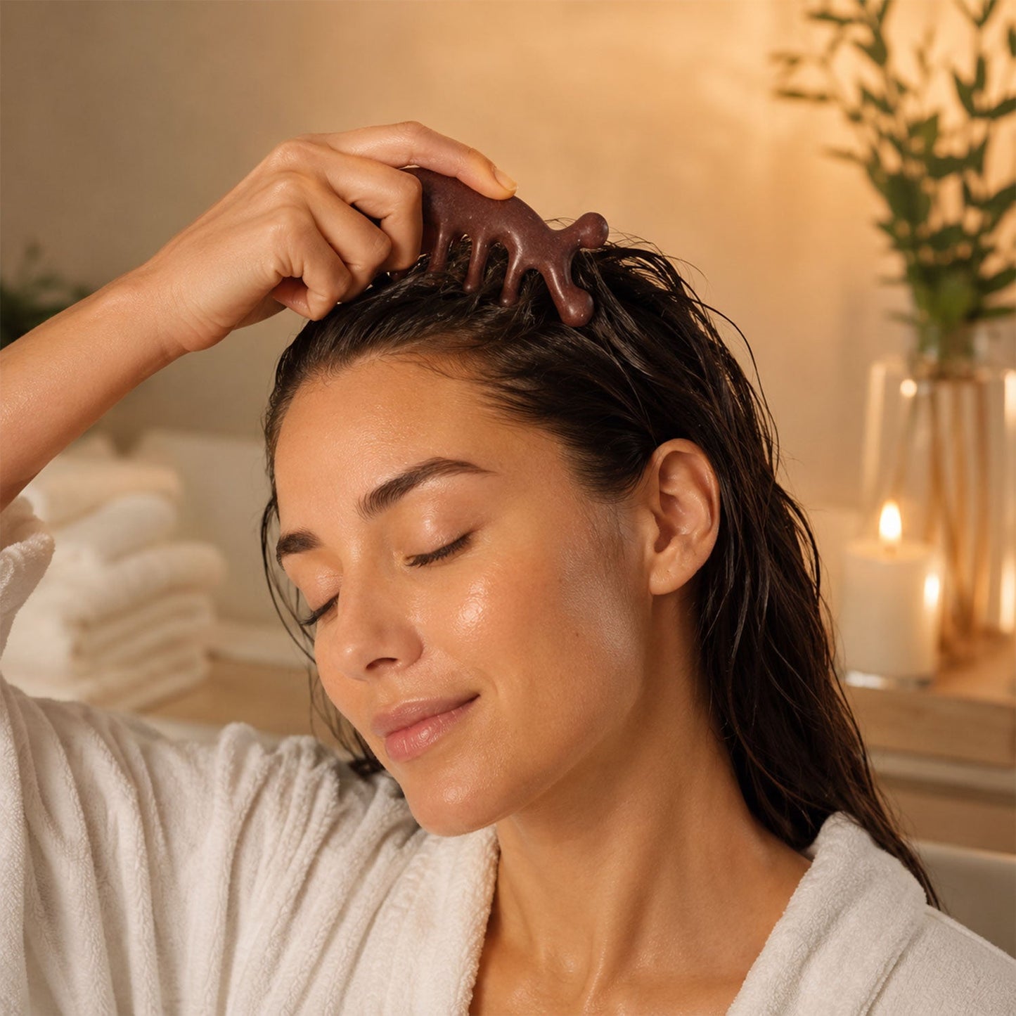 Wooden scalp massager comb in eco-friendly packaging