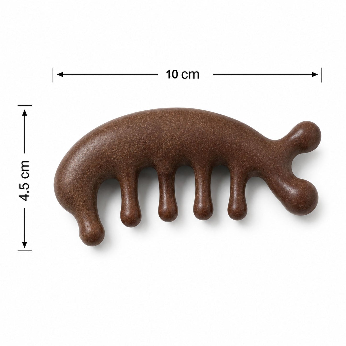 Wooden scalp comb with handle for size reference