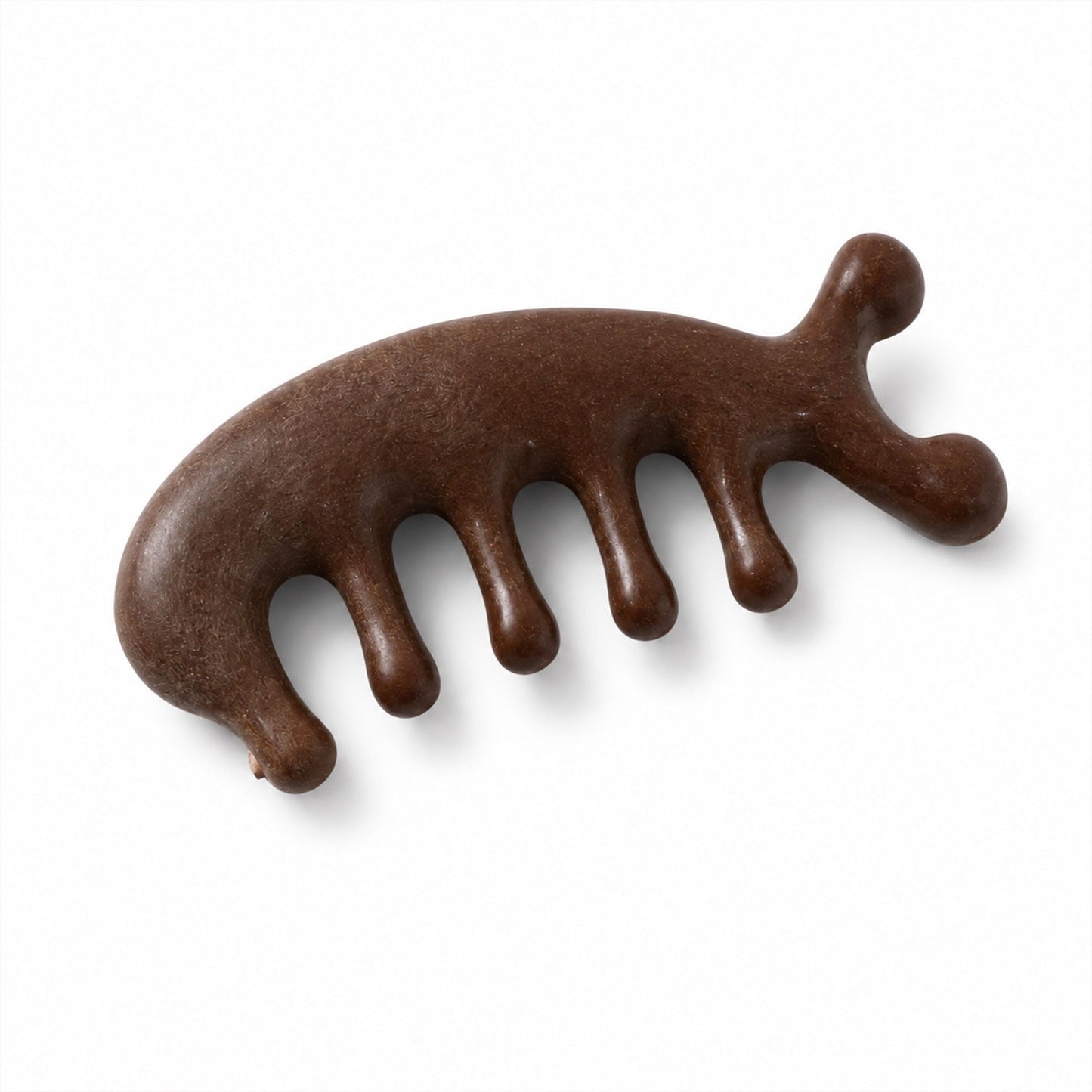 Single wooden scalp massager on white background