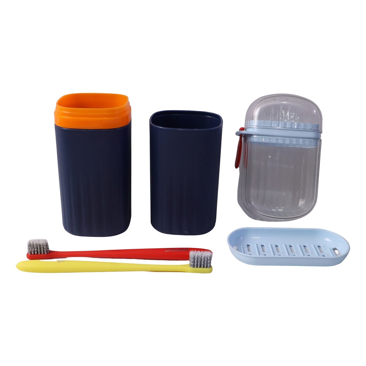 White travel bathroom accessories set with durable plastic material