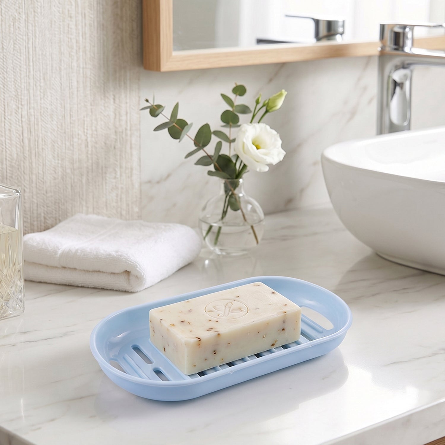 Bathroom accessories combo set designed for home and travel use