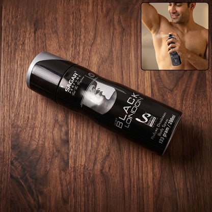 Just Black London men's body spray for long-lasting freshness