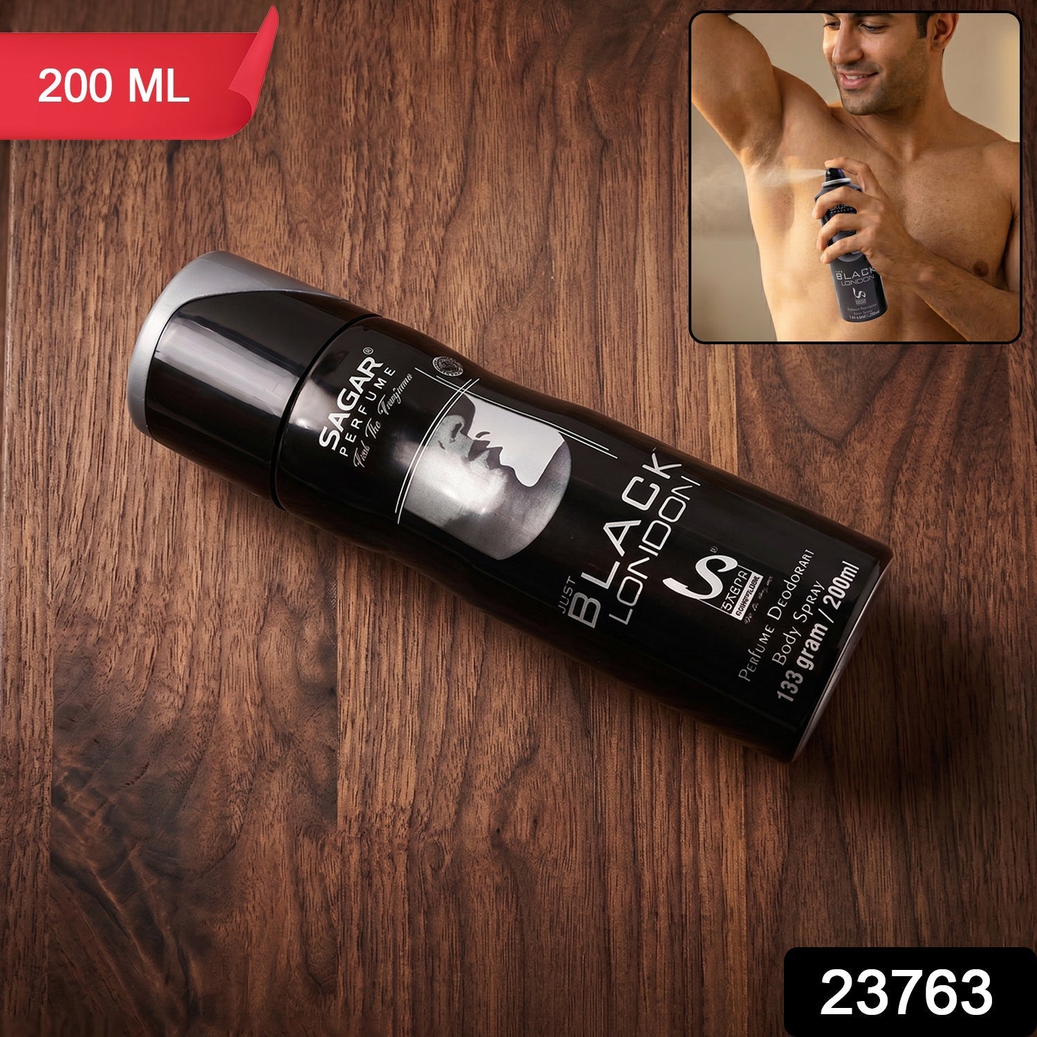 Black London body spray pack in 200ml size