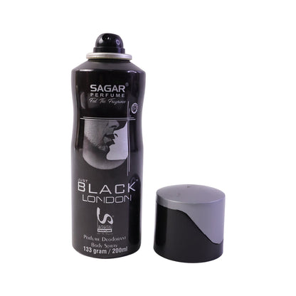 White background showing 200ml men's body spray can