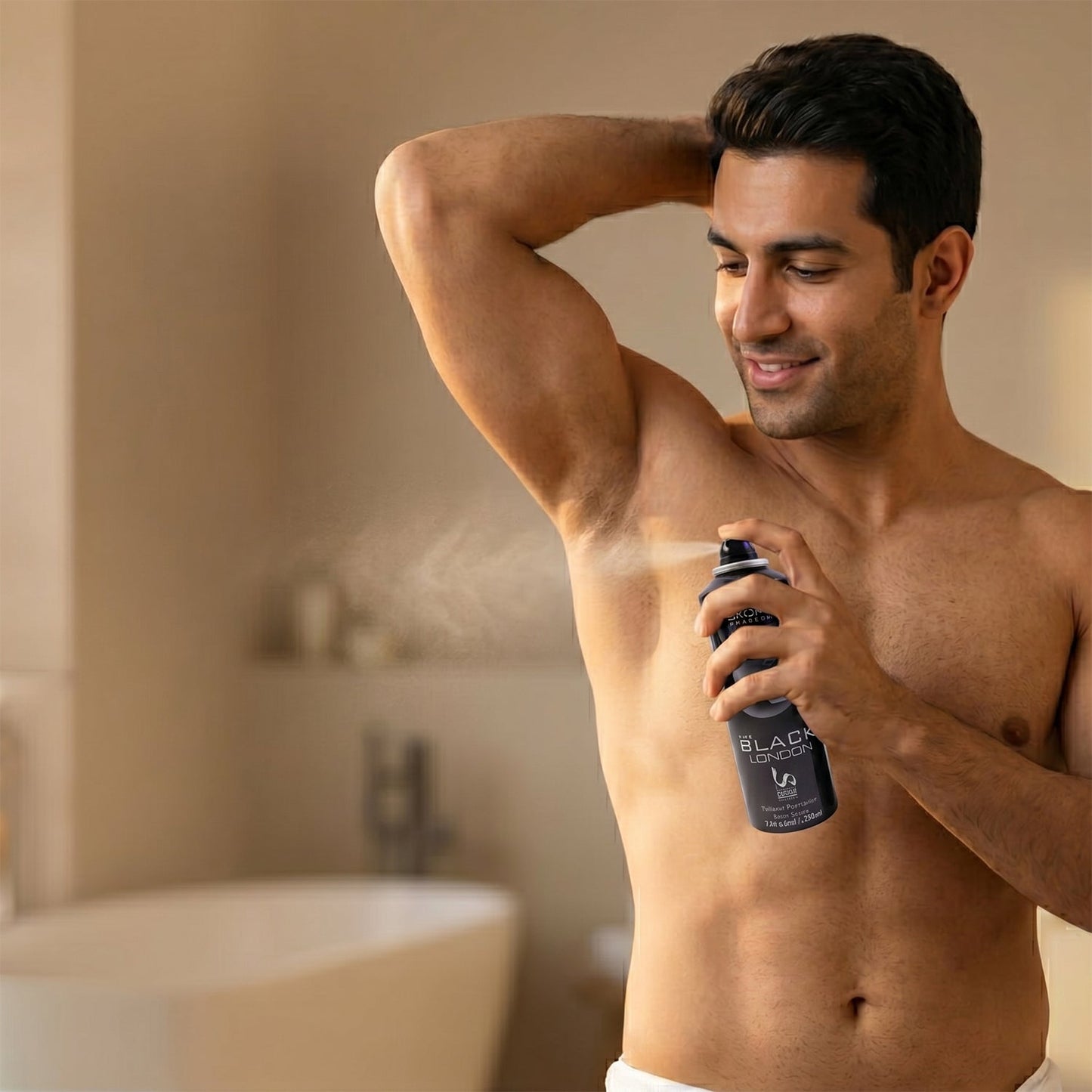 Fragrance application using men's perfume spray