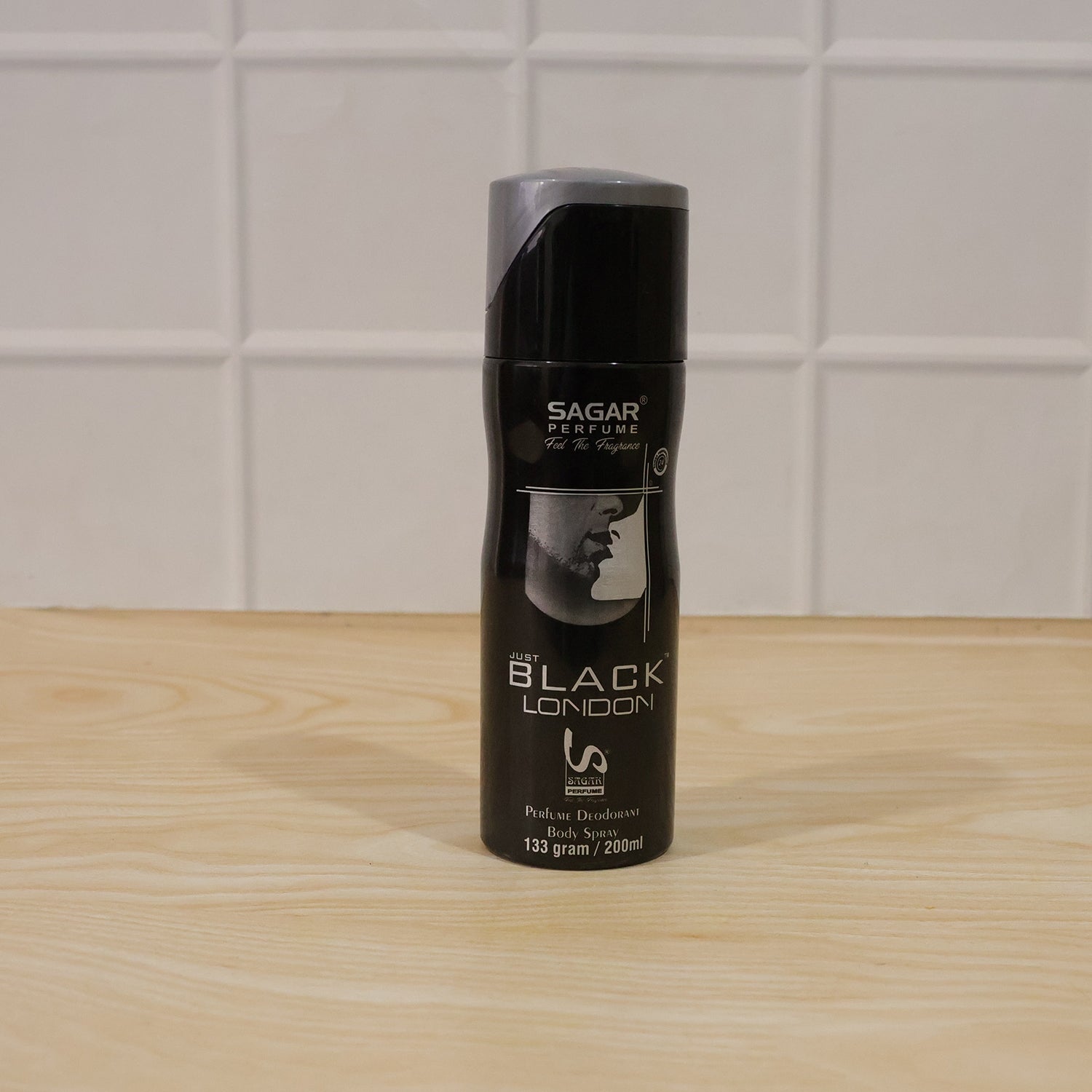Black London men's body spray pack box