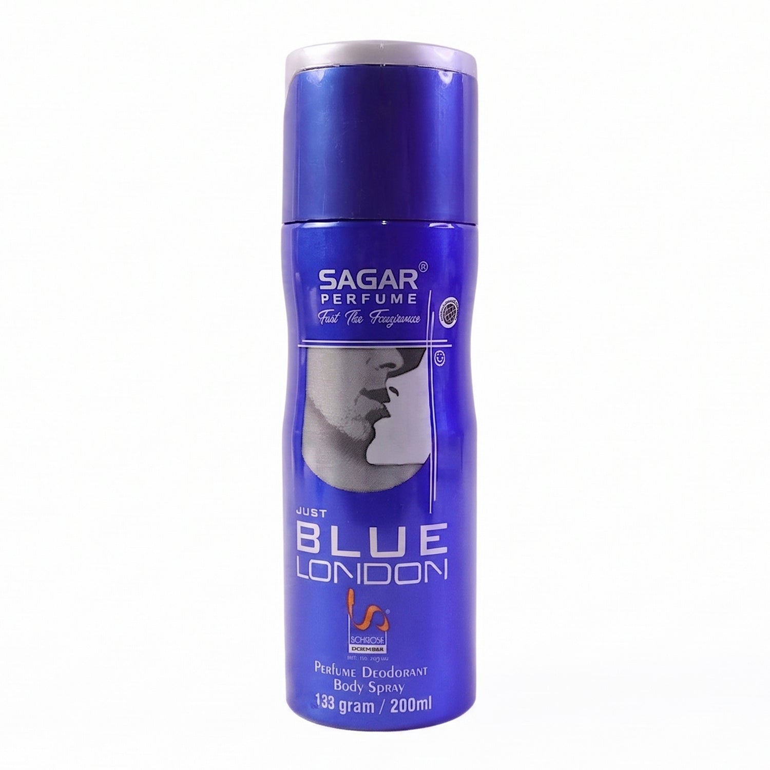 White background of 200ml men's body spray can