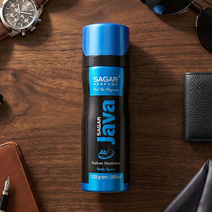 Detailed view of men's body spray perfume