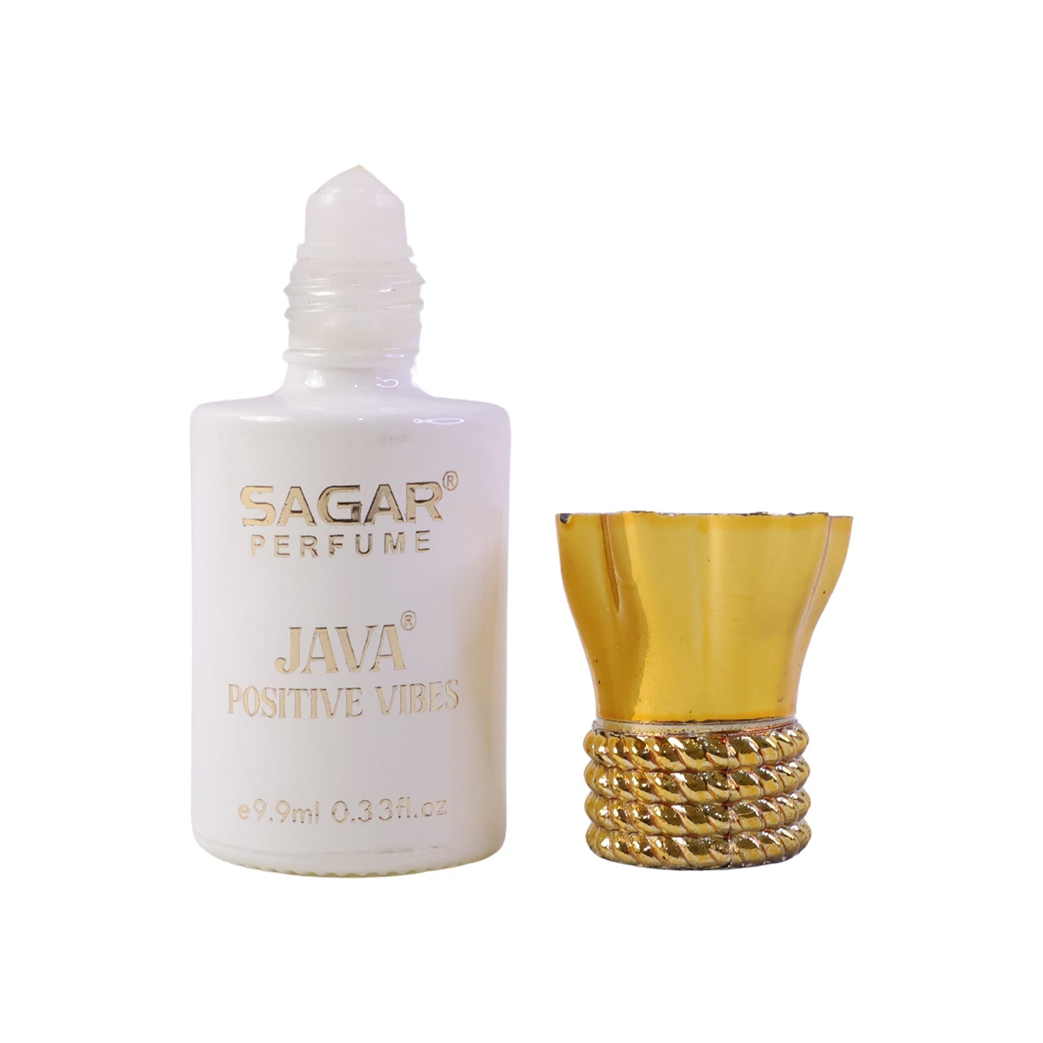 White background of attar bottle showcasing product design
