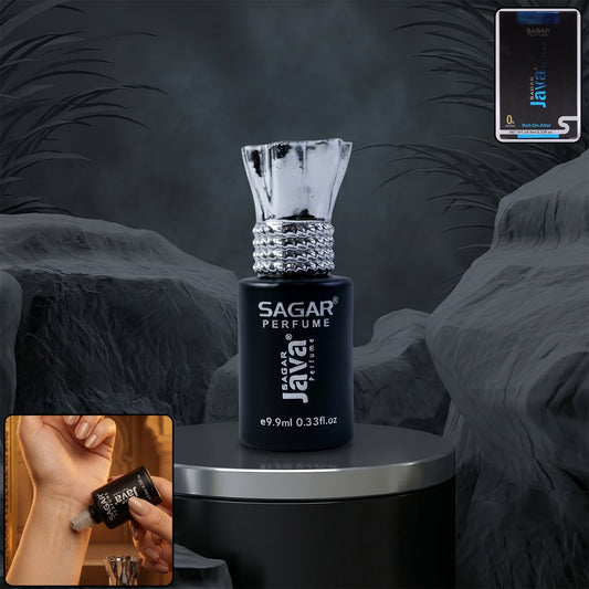 Java roll on attar perfume oil in black and silver bottle