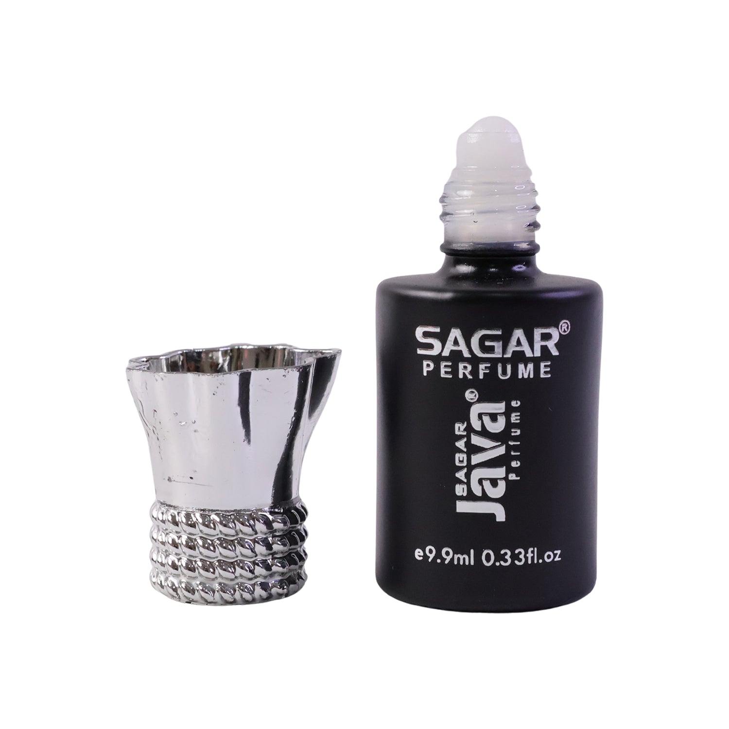 Attar bottle white background showing 9.9ml size