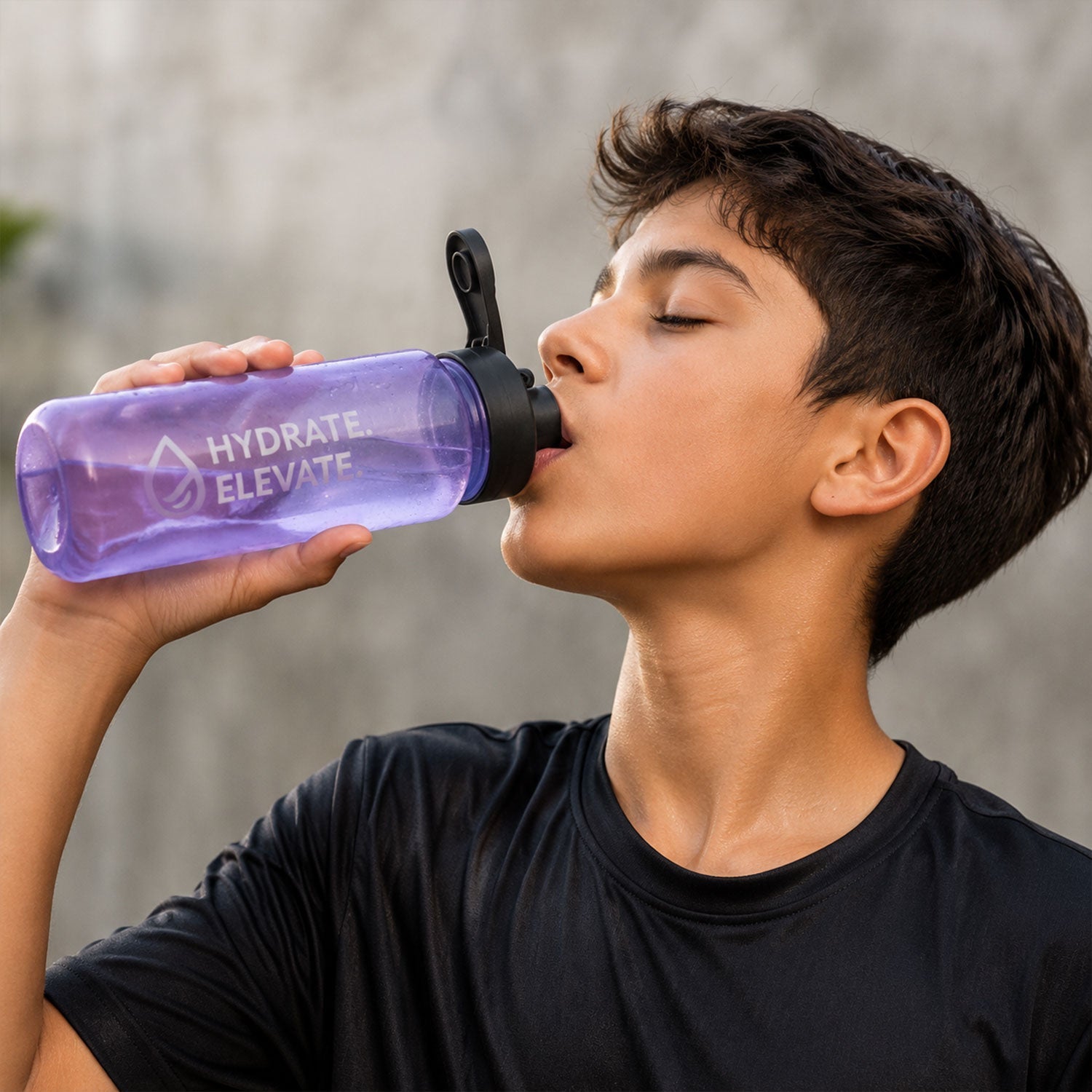 Water bottle with drinking spout designed for active use