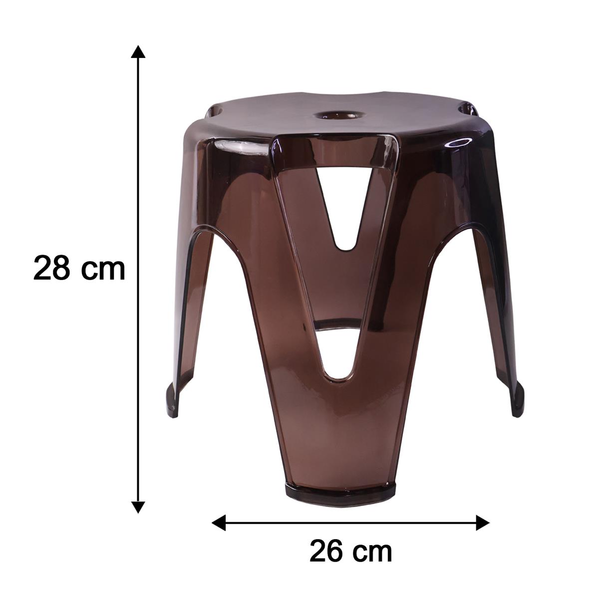Size guide for plastic sitting stool in various dimensions
