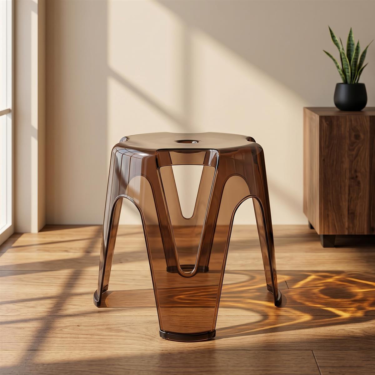 Outdoor use plastic stool designed for garden and patio seating