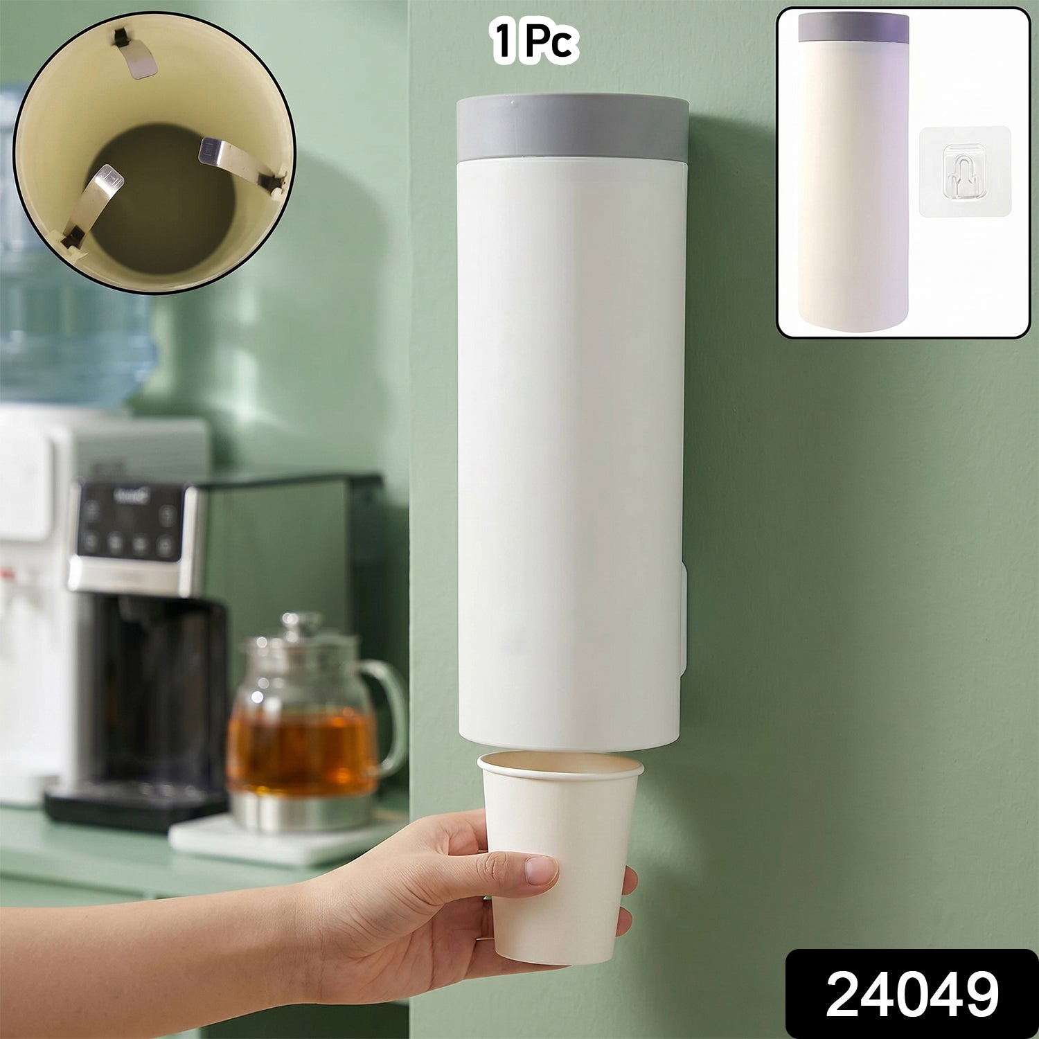 Dispenser pack of paper cups in wall mounted organiser