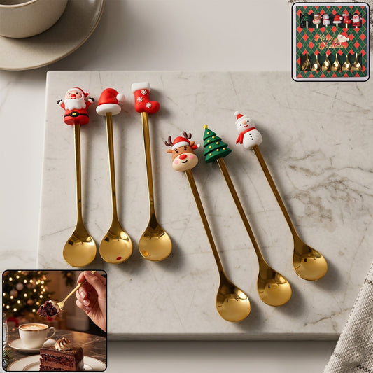 Golden cartoon spoon set 6pc with attractive design