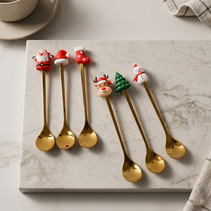 Stainless steel golden cartoon spoons, durable and stylish