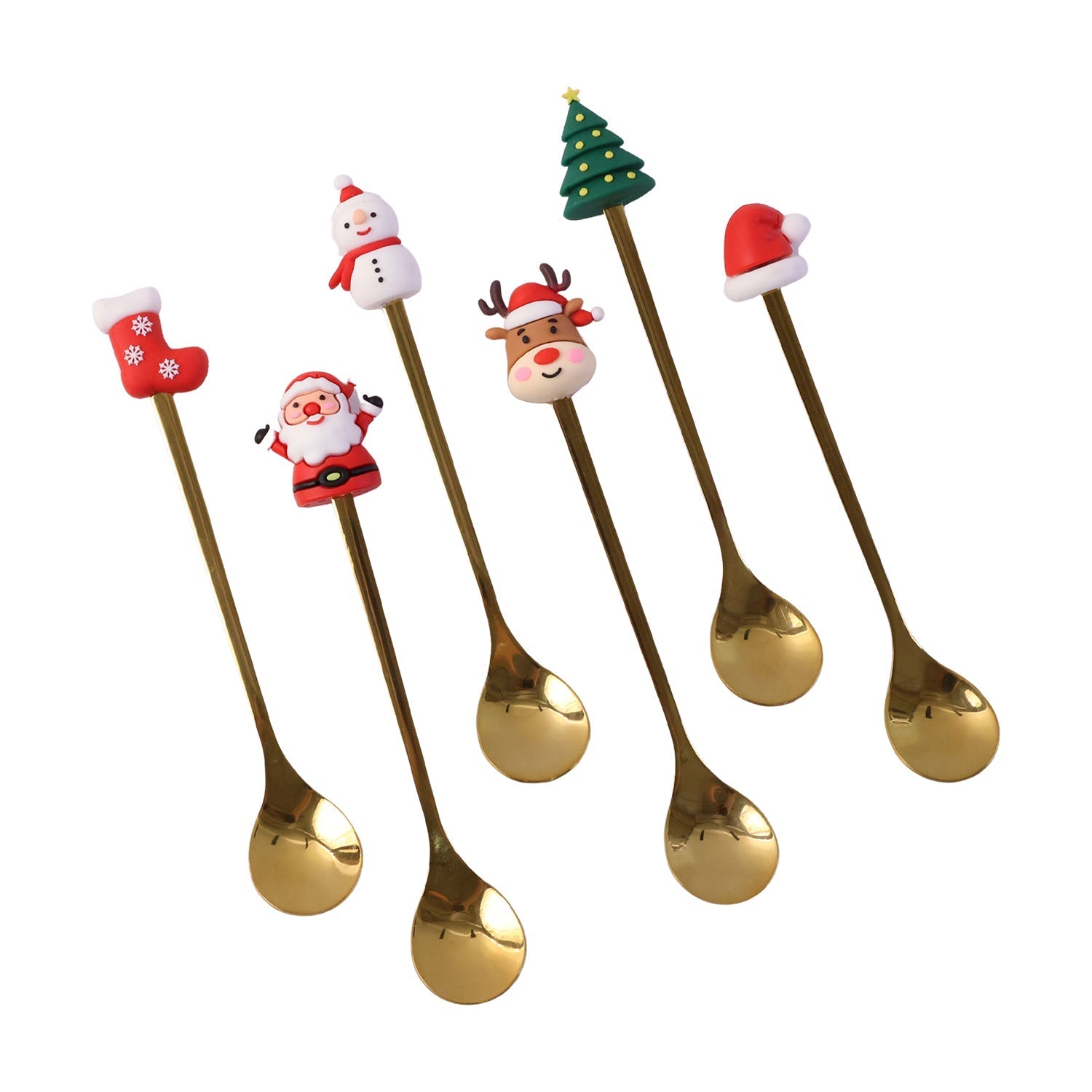 Beautiful dessert spoons set in white background