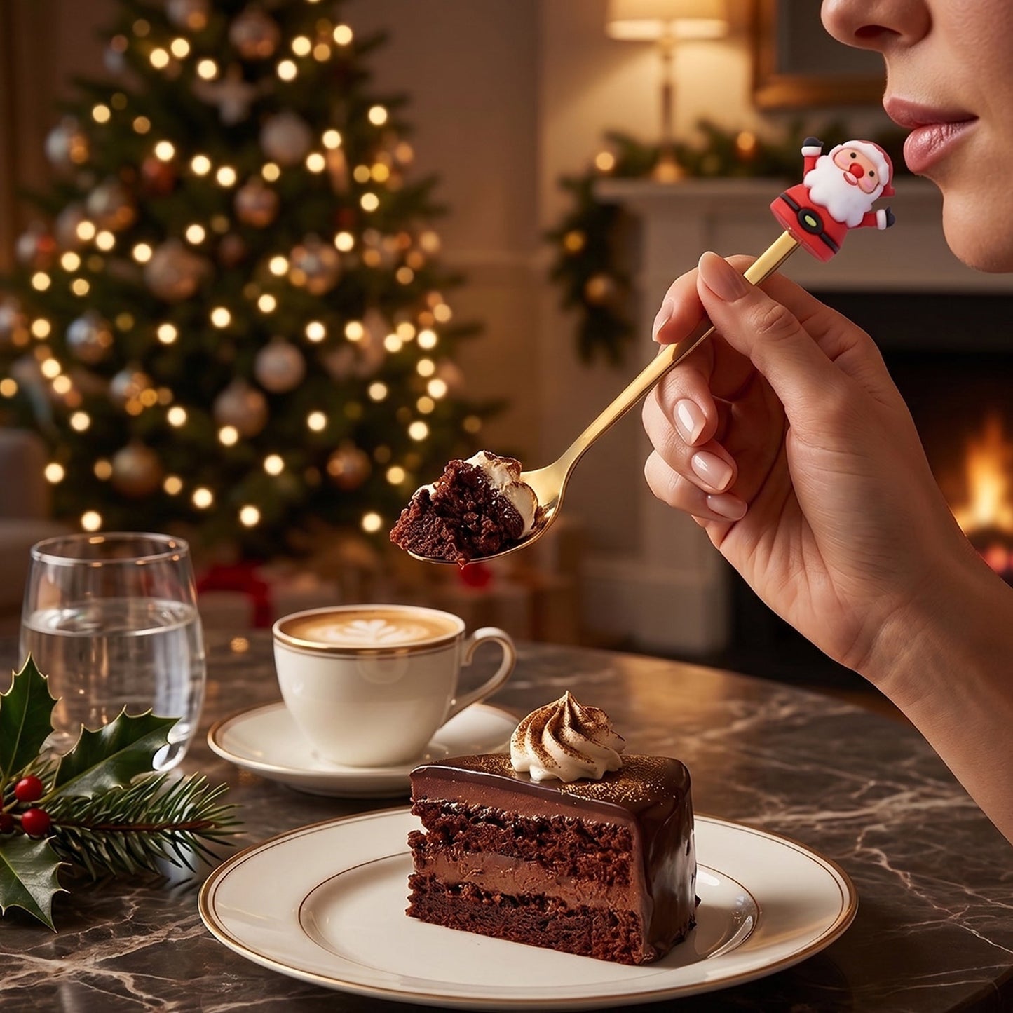 Golden spoon set ideal for dessert serving