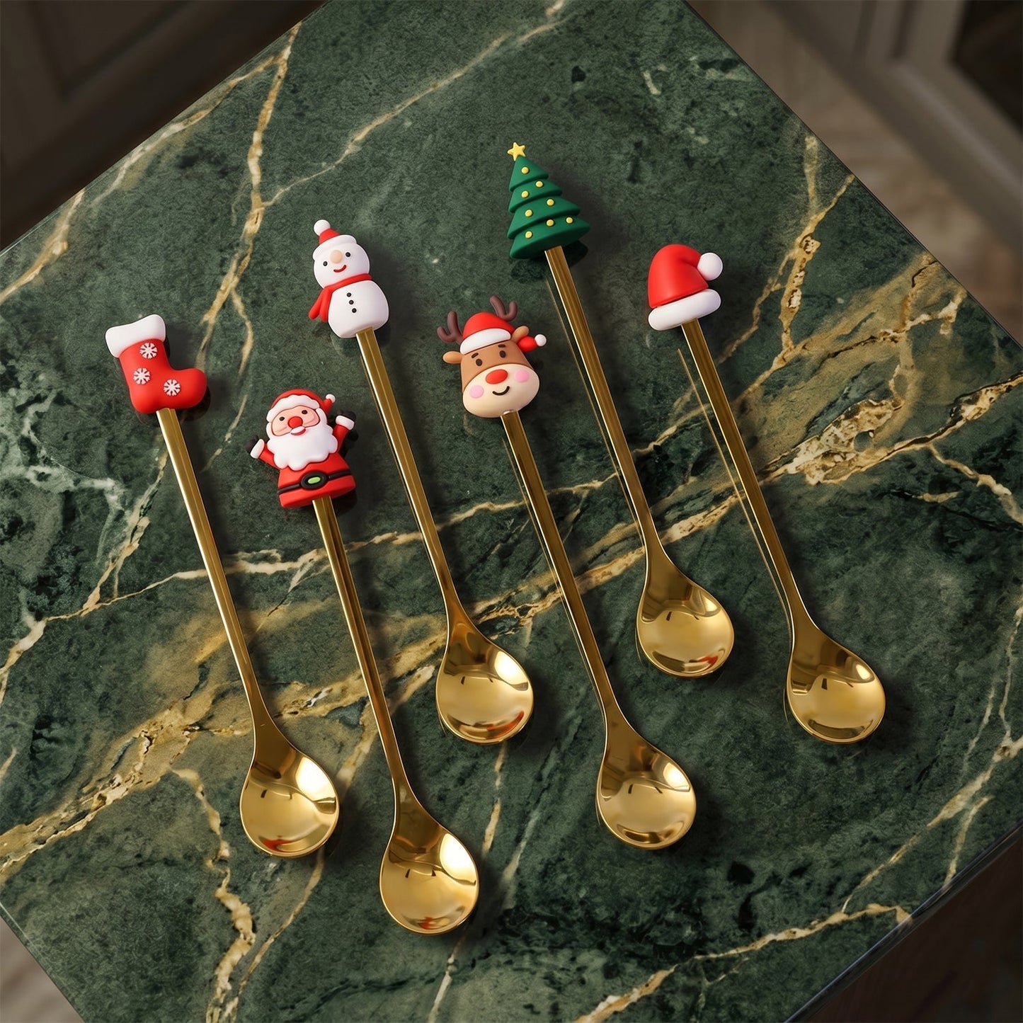 Golden spoons for tea and coffee use